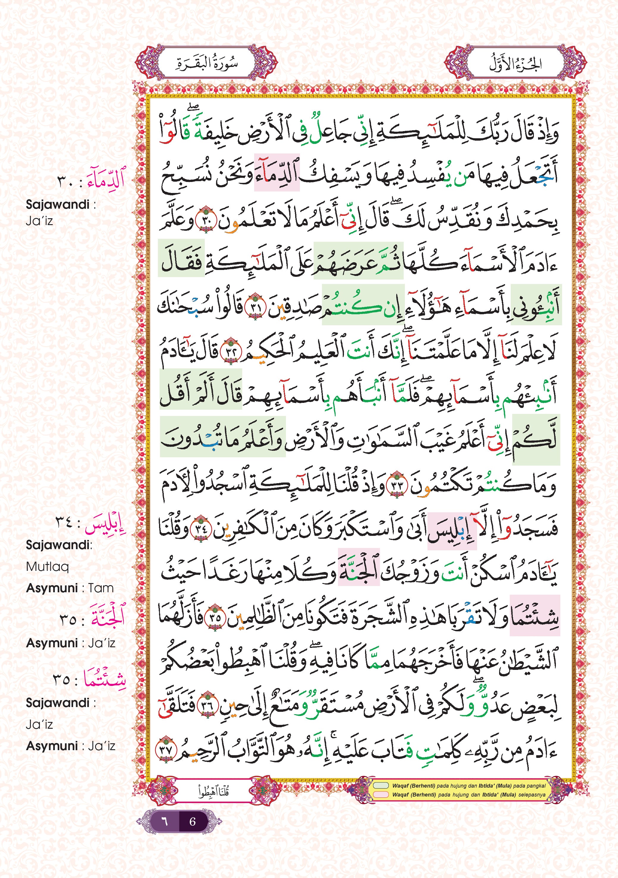 Al-Quran Al-Karim Tajwid Dan Waqaf & Ibtida' An-Nibras Berserta Hukum Dan Rujukan (B5) - (TBAQ1049)
