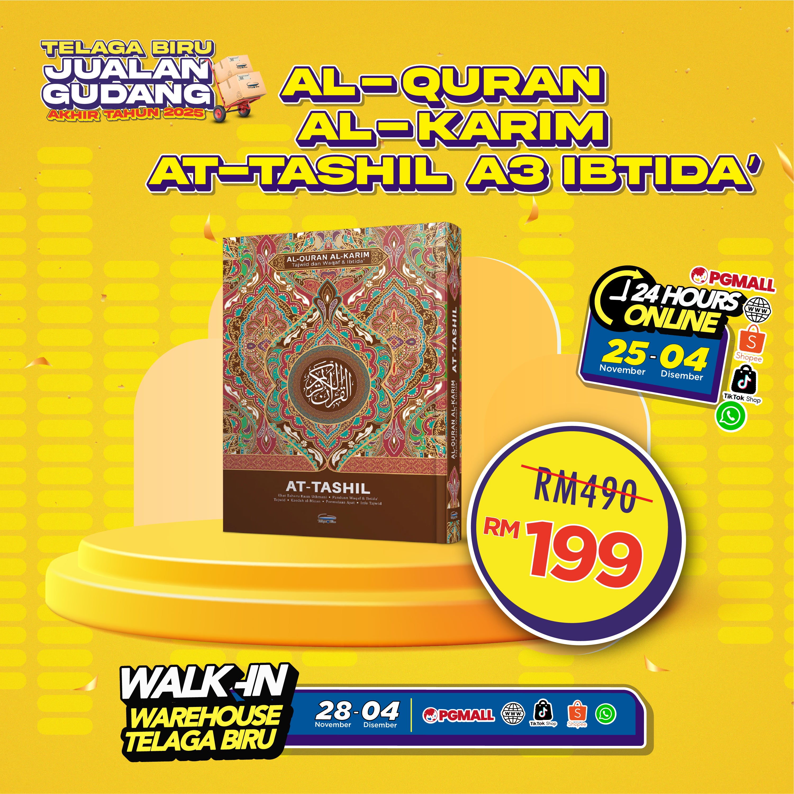 Al-Quran Al-Karim At-Tashil Dengan Panduan Warna Tajwid Dan Waqaf & Ibtida’ (Tanpa Stand) (A3) - (TBAQ1056)