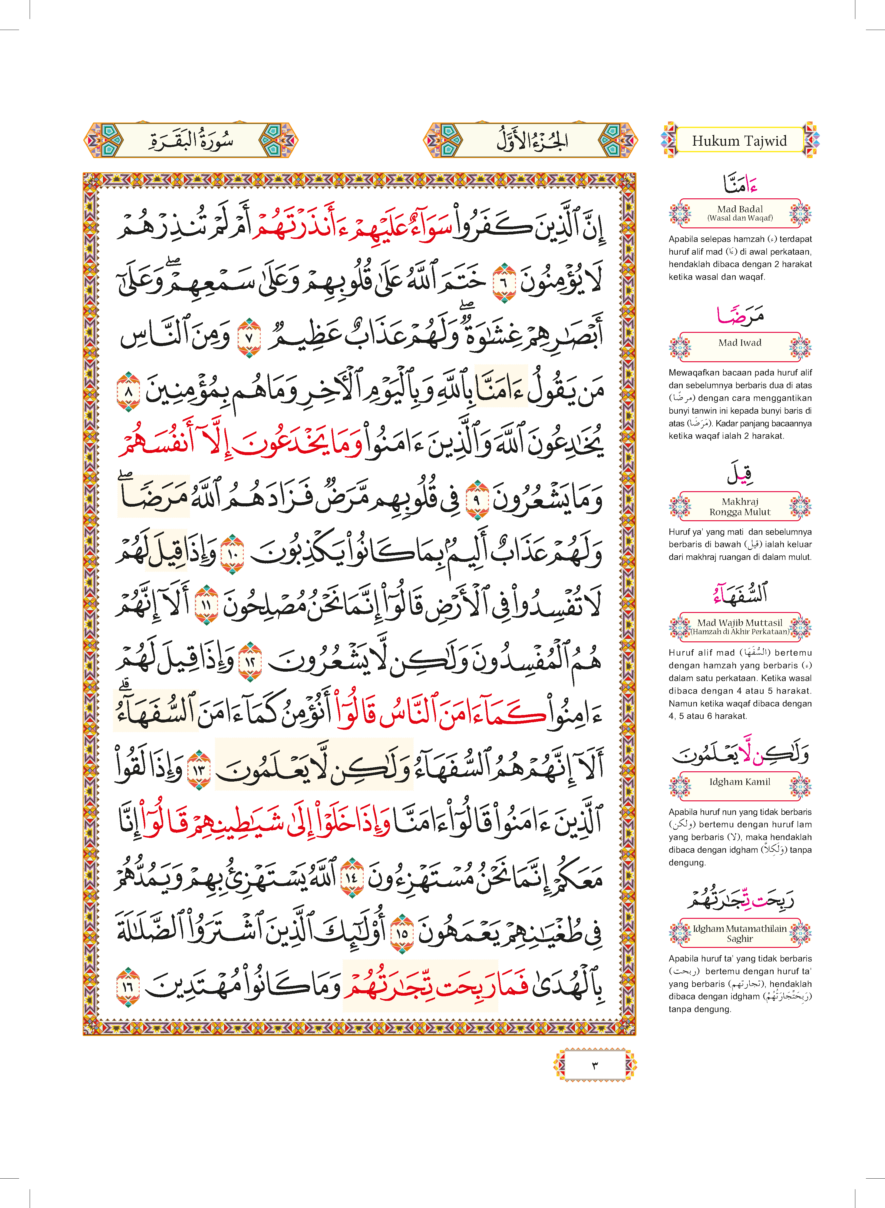 Al-Quran Al-Karim dan Penerangan Hukum Tajwid al-Mujawwad dengan Panduan Waqaf & Ibtida' (B4) - (TBAQ1013A)