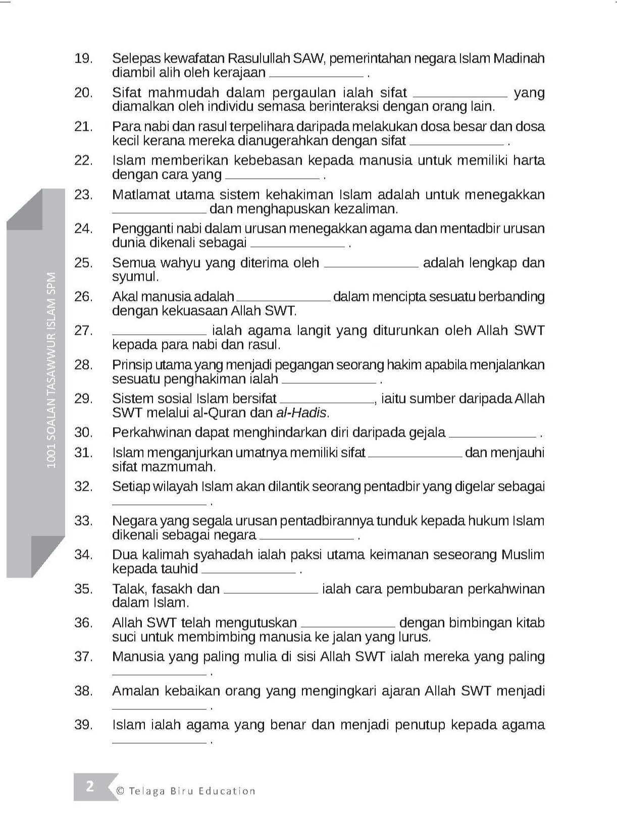 1001 Soalan Tasawwur Islam (Bahagian A) - (TBBS1284)