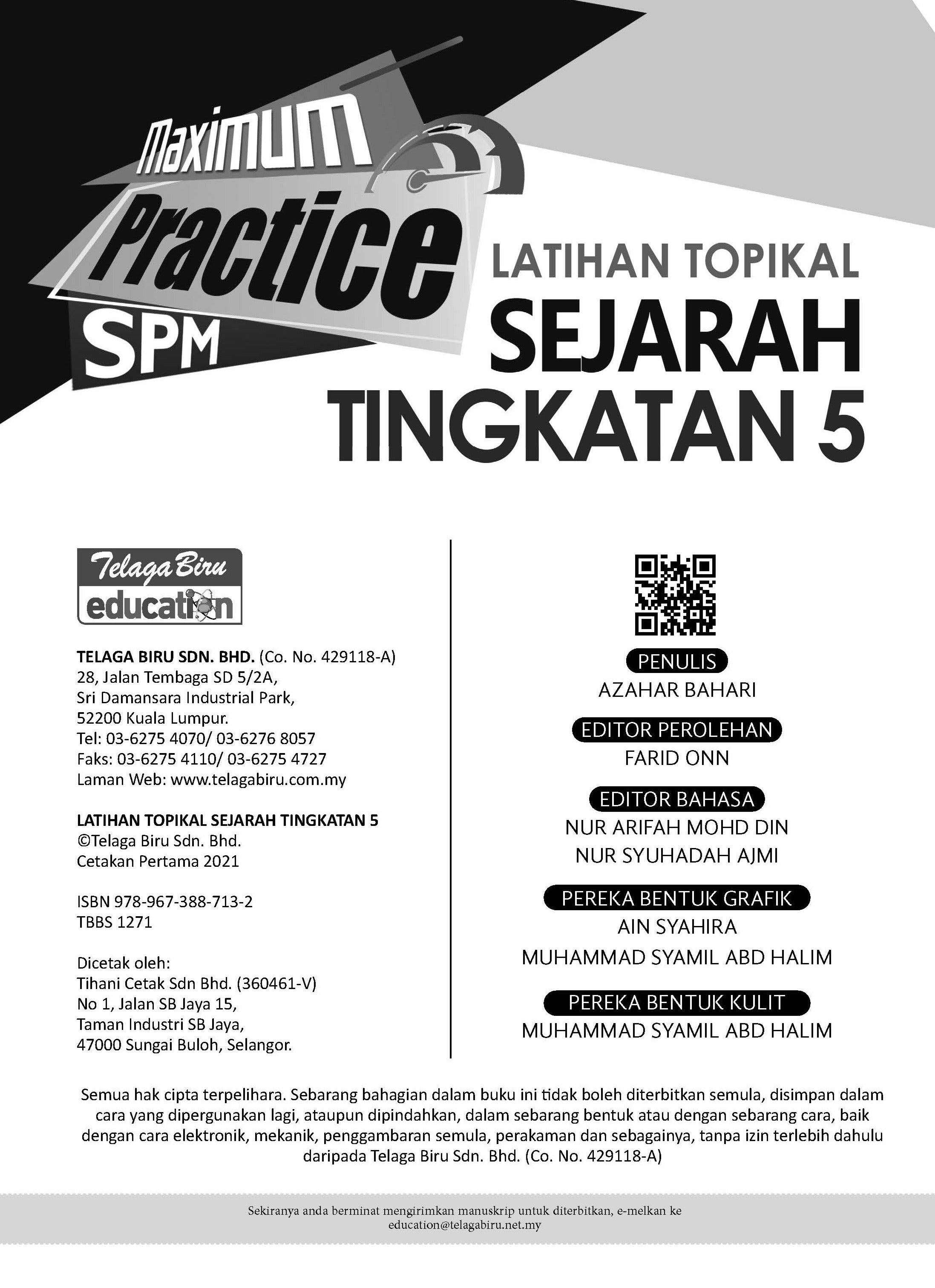 Maximum Practice Latihan Topikal Sejarah Tingkatan 5 - (TBBS1271)