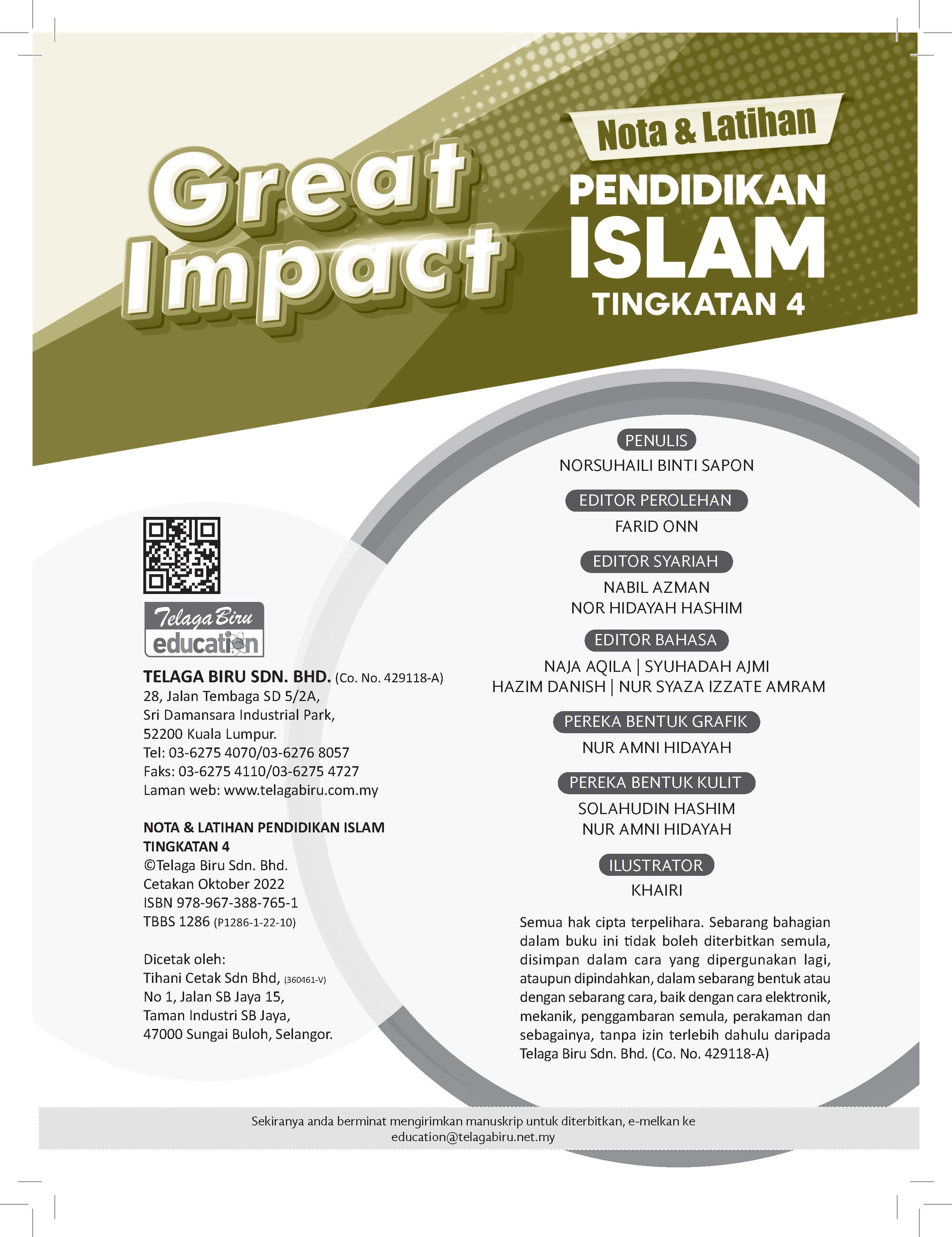 Great Impact Nota Dan Latihan Pendidikan Islam Tingkatan 4 - (TBBS1286)