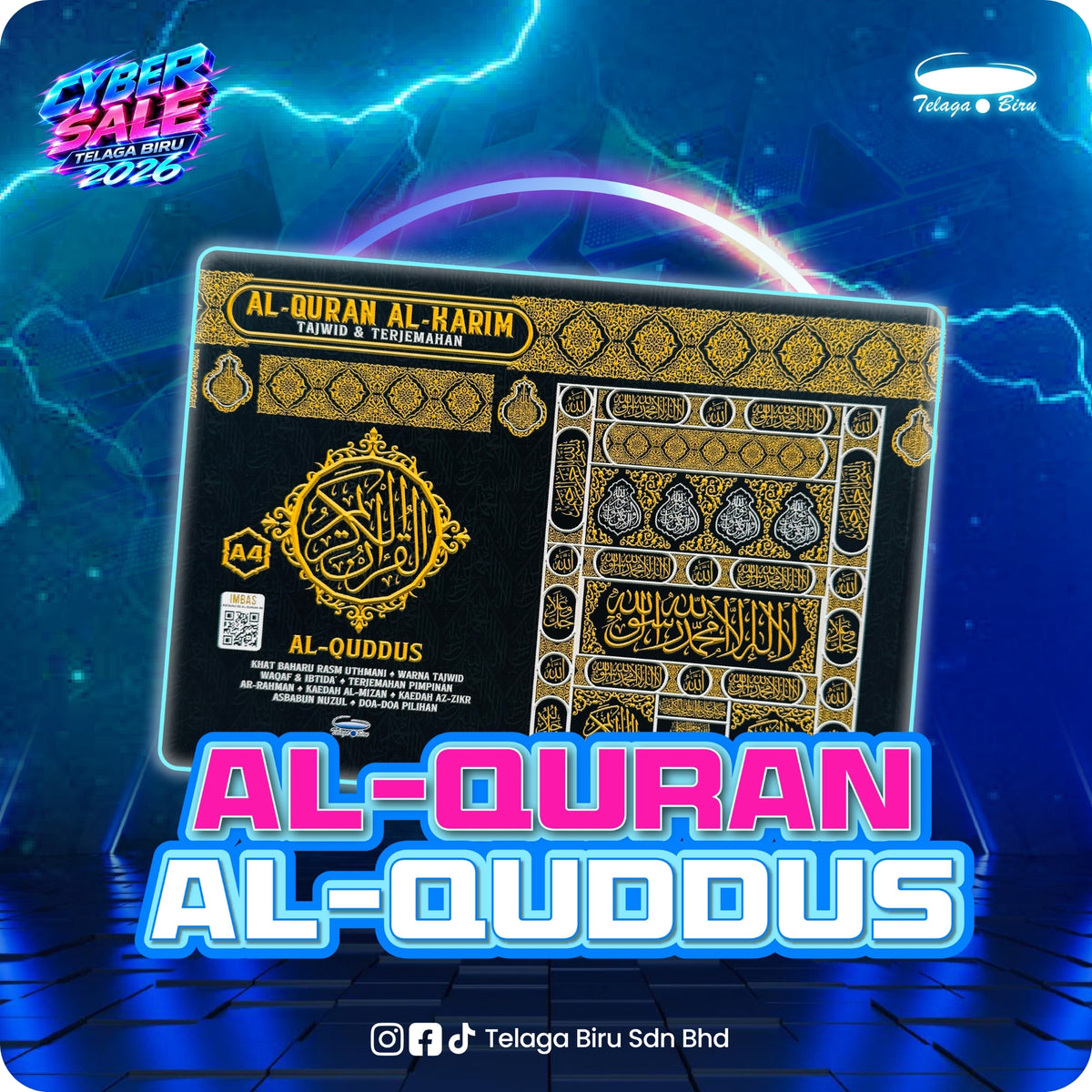 Al-Quran Al-Karim Tajwid & Terjemahan Al-Quddus Dengan Panduan Waqaf & Ibtida’ (A4 Lanskap) - (TBAQ1082)