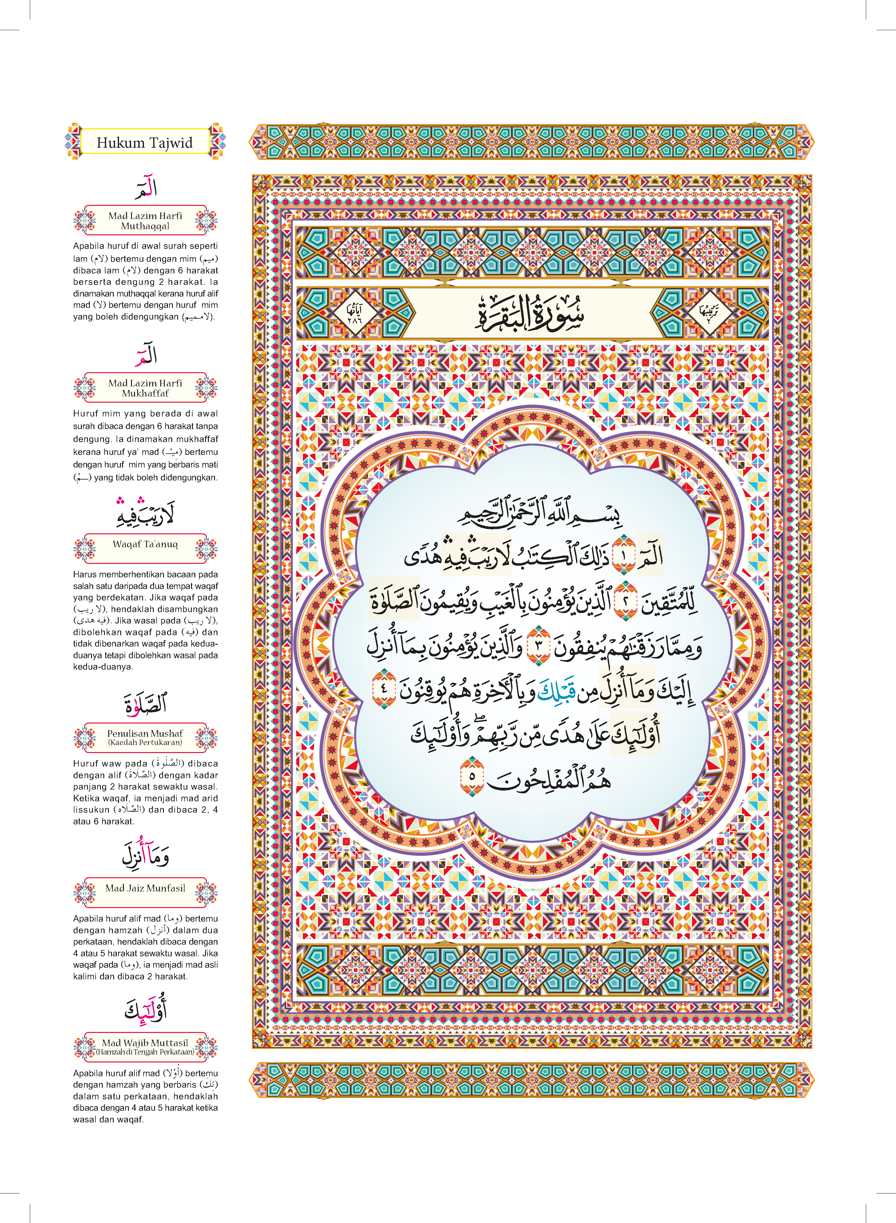 Al-Quran Al-Karim dan Penerangan Hukum Tajwid al-Mujawwad dengan Panduan Waqaf & Ibtida’ (B4) - (TBAQ1013A)